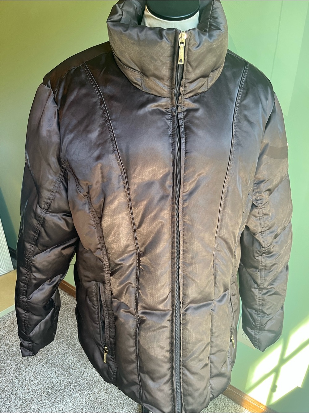 Calvin Klein Men's Dark Brown Quilted Puffer Jacket